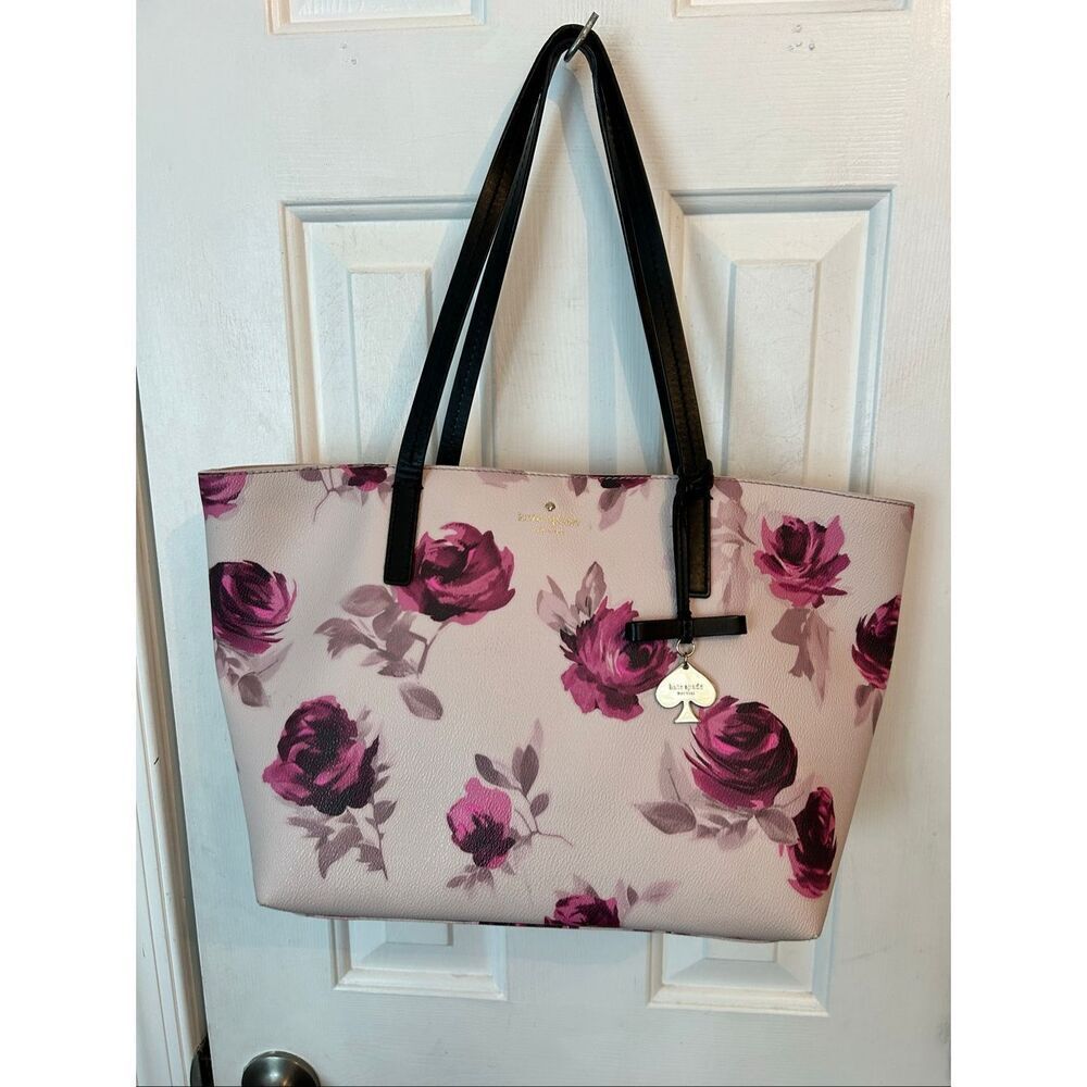 Kate Spade New York Hawthorne Lane Pink Roses Ryan Tote Purse Bag